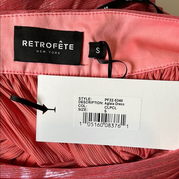 Retrofete Aglaia Cutout Ruched Metallic Lame Calypso Coral Maxi Dress Size Small - Picture 11 of 11